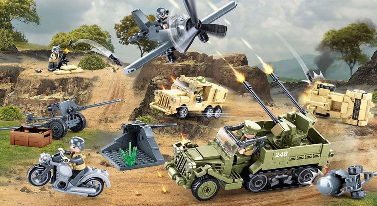 Sluban Army WWII The Battle veldslag bouwspeelgoed – Constructiespeelgoed modelbouw – bouwdoos met 551 bouwstenen – M38-B0812 vanaf 6 jaar — afbeelding 3