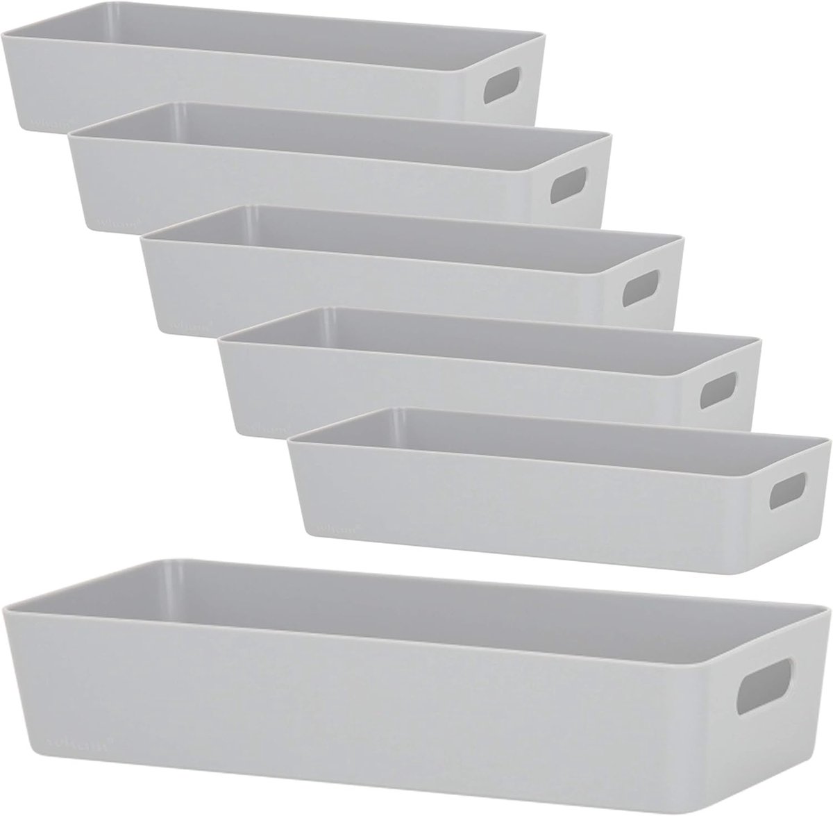 Opbergbox Set - Mandjes Bakken - Lades Organiseren - Stapelbaar Ontwerp - 30x125x6cm - Grijs