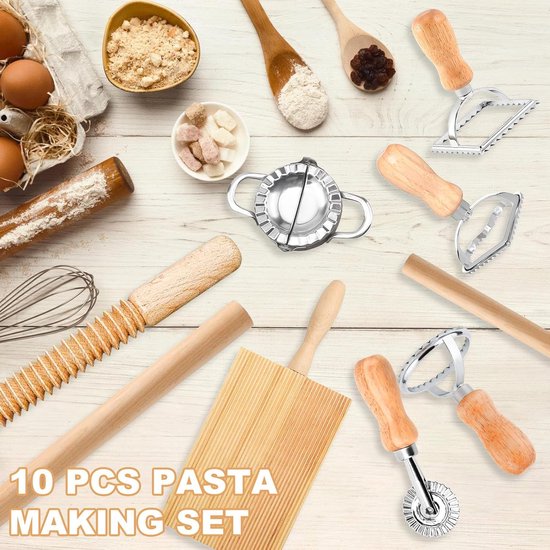 Pastamachine Gereedschapset - Pastamaker Benodigdheden - Zelf Pasta Maken - 9 Delige Complete Set - 850 Gram van Merkloos — afbeelding 4