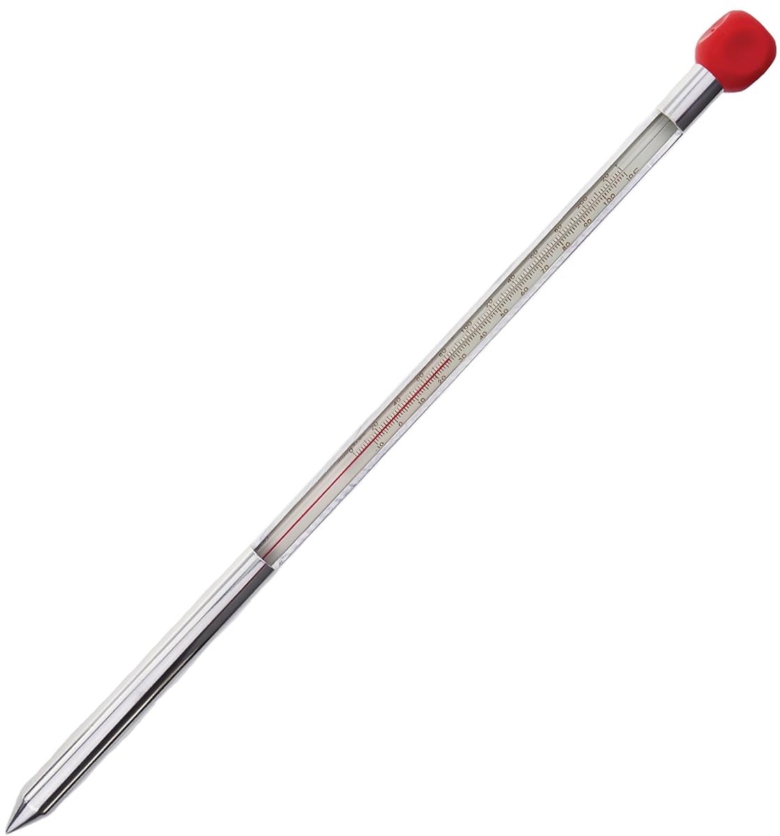 Bodemthermometer Aluminium - Grondmeter Temperatuur - Planten Groei - Lange Steeksonde - 320 mm - Zilver