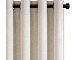 Linnen Gordijnen Set - Doorzichtige Vitrage - Woonkamer Decoratie - Met Ringband - 140x245 cm - Gebroken Wit