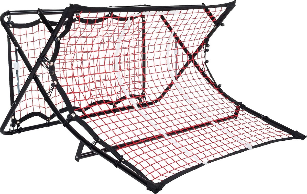 Voetbal Trampoline - Rebounder Bal - Trainen Balcontrole - Verstelbare Hoek - 111.7 cm - Zwart Rood