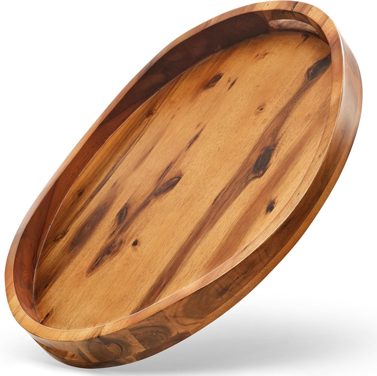 Ovale Houten Dienblad - Serveerschaal Met Handvatten - Ontbijt Op Bed - Extra Groot Forma - 50x35 Cm - Walnoot — cadeau in Cadeau-ideeën - foto 2