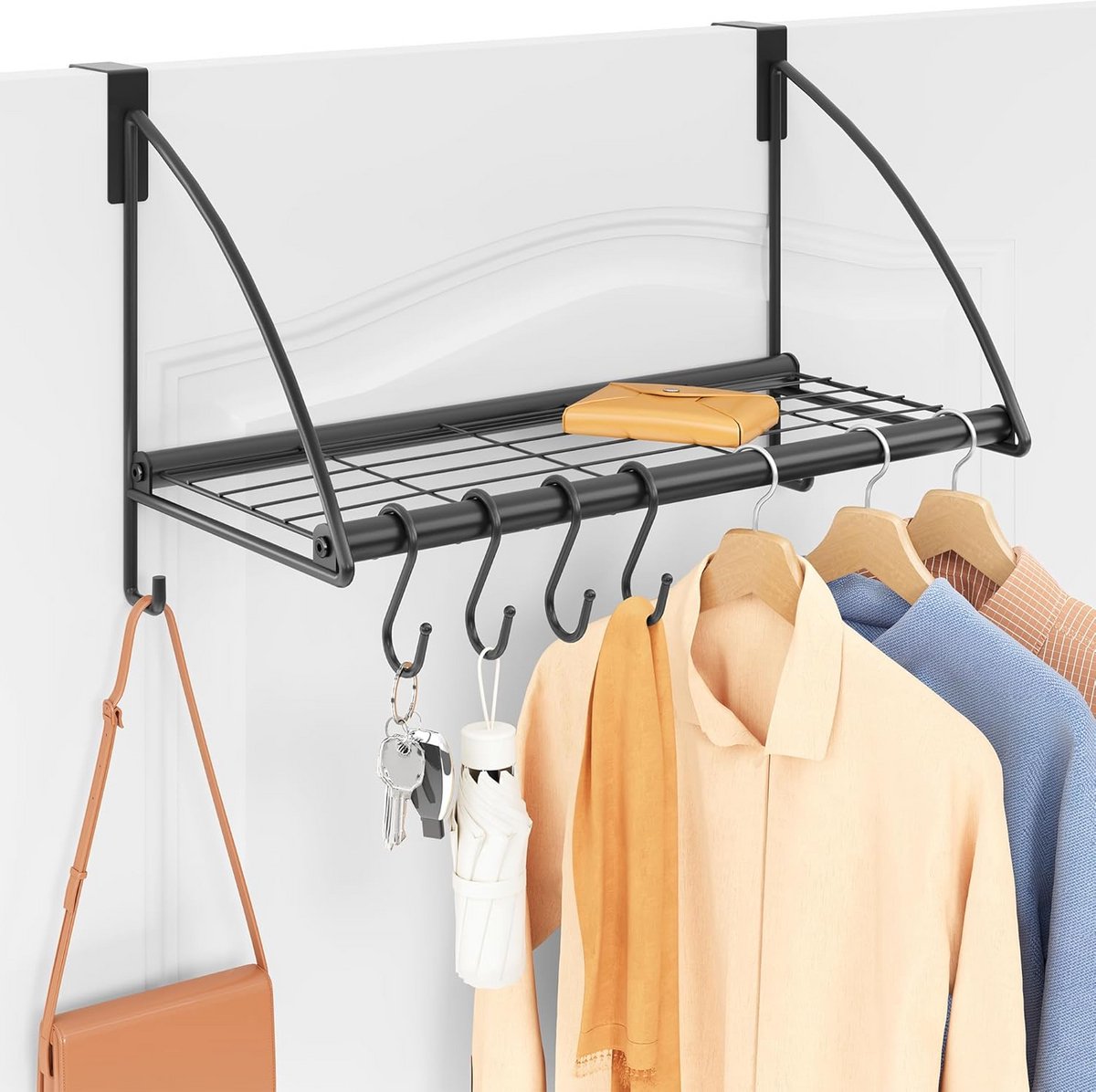 Deur Organizer - Opbergrek Haken - Ruimte Besparen - 2-in-1 Ontwerp - 43x30x29 cm - Zwart