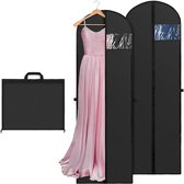 GOODEVN Lange Kledingzak 180 x 60 cm - 2 Stuks Opvouwbare Kledinghoezen met Handgrepen - Ademende Stofdichte Beschermtas voor Bruidsjurken en Avondjurken