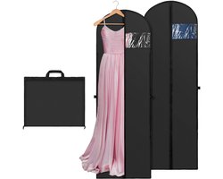 GOODEVN Lange Kledingzak 180 x 60 cm - 2 Stuks Opvouwbare Kledinghoezen met Handgrepen - Ademende Stofdichte Beschermtas voor Bruidsjurken en Avondjurken