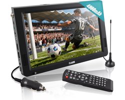 Draagbare Mini TV - Kleine Televisie Monitor - Onderweg Entertainment - Ingebouwde Batterij - 10 Inch Scherm - Zwart