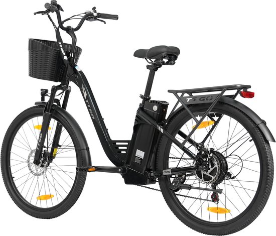 Elektrische Fiets TTGO C2 Pro - 250W Motor - 36V 18Ah Accu - Bereik 80-120km - 26" Banden Elektrische Stadsfiets - Shimano 7-Speed - 25km/u - Zwart van Merkloos — afbeelding 2