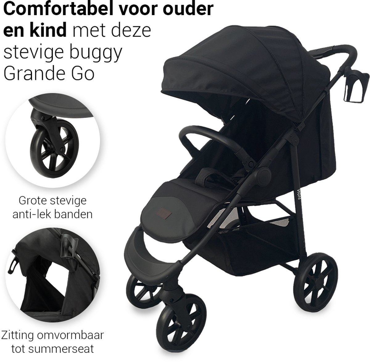 Novi Grande Go V2 Buggy 0-22 kg – All Terrain – Volledig Ligstand – UPF50+ Zonnekap – Compact Inklapbaar — cadeau in Cadeau-ideeën - foto 5