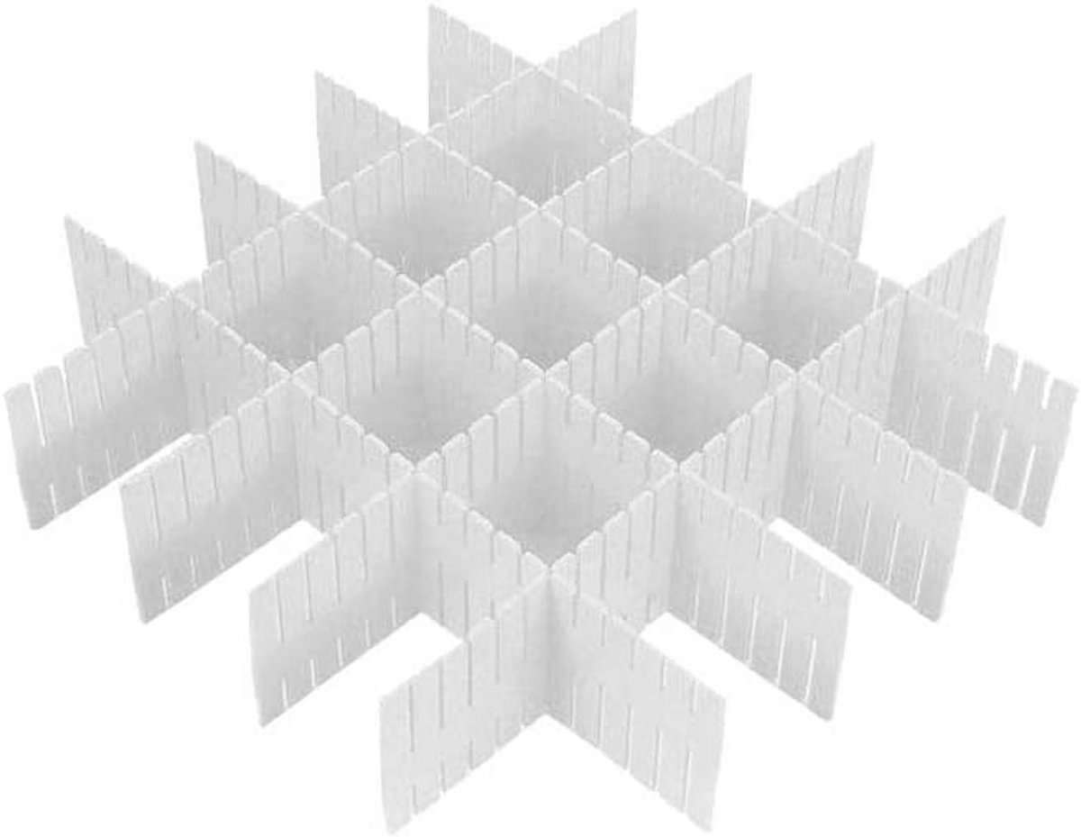 Lade Verdelers - Opbergers Grid - Keuken Kantoor - Verstelbaar Systeem - 32x7 cm - Wit