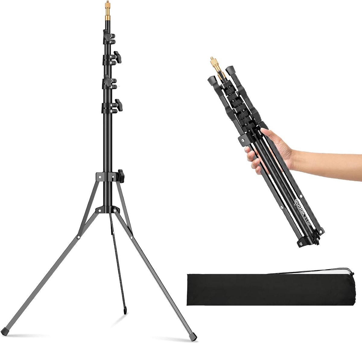 Licht Statief - Fotografie Statief - Studio Verlichting - Verstelbaar Tot 210cm - 1/4 3/8 Schroef - Zilver