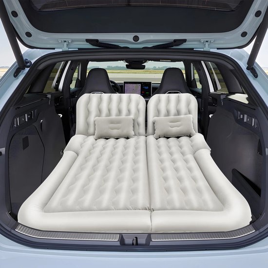 Mosh Stories Opblaasbaar Automatras - SUV-luchtmatras Voor Kofferbak - Inclusief Pomp, Kussens, Draagtas En Accessoires - Grijs — afbeelding 3