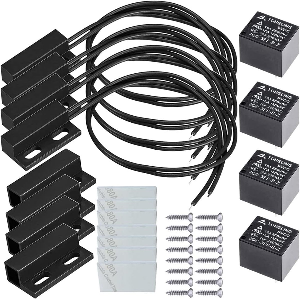 Magnetische Schakelaar - Deur Contact - Alarm Systeem - Normaal Open Gesloten - 30cm Kabel - Zwart