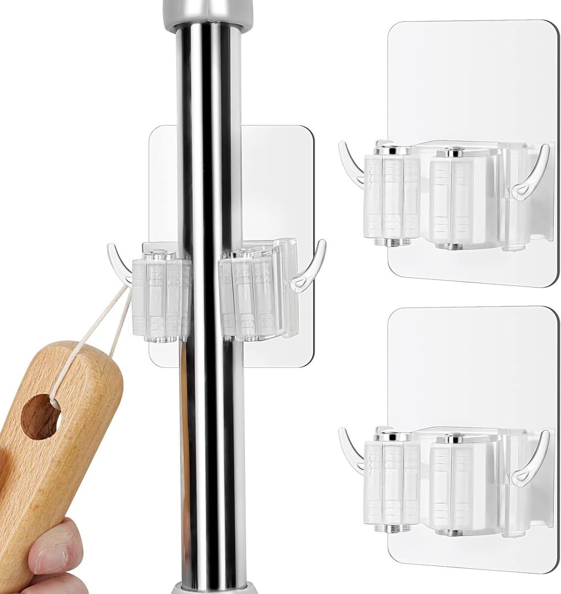 Bezem Houder - Mop Organizer - Muur Opslag - Zelfklevend - 356 x 599 cm - Transparant