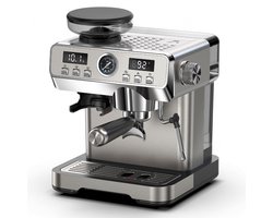 Bresco® Barista Espressomachine – Pistonmachine met Koffiemolen – RVS Koffiemachine melkopschuimer – Bonenmaler – Brushed Stainless Steel