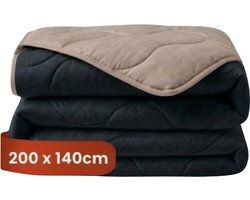 HUSH Living - Wasbaar Dekbed Tweekleurig Design Navy/Taupe - 140x200 cm – 300 gsm - inclusief bijpassende kussensloop