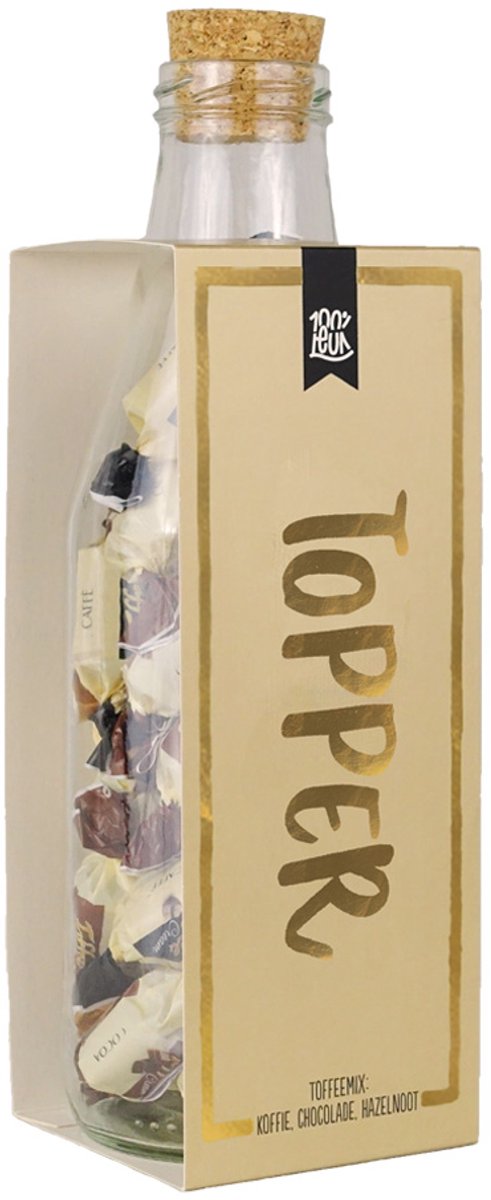 100%LEUK - Momenten fles met toffees - Topper