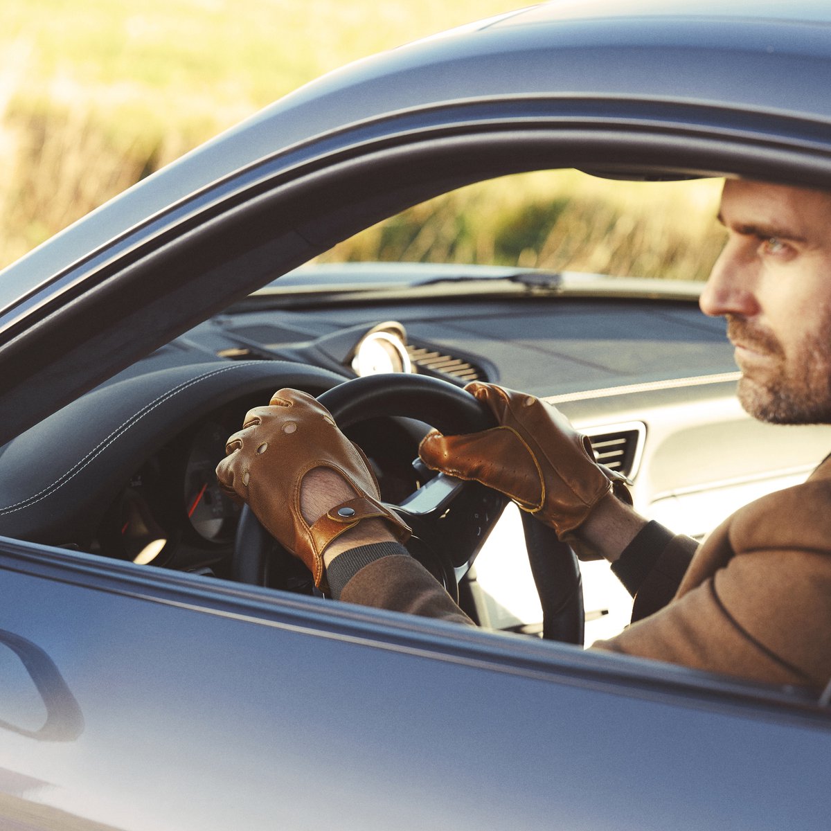 Bruine Autohandschoenen van Schapenleer voor Touchscreens
