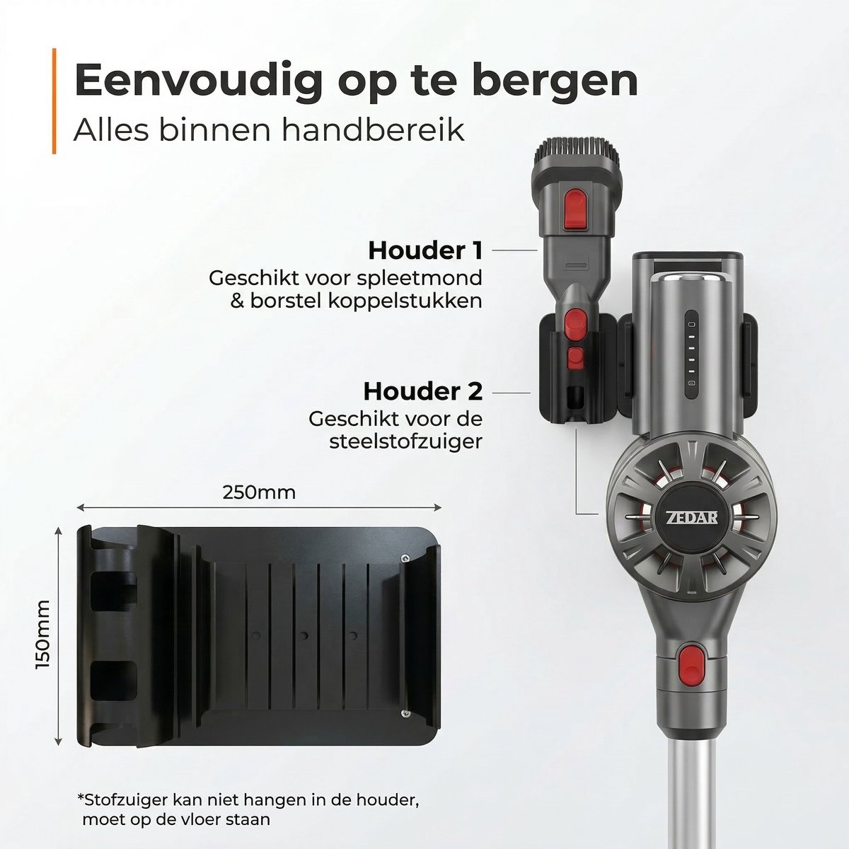 Zedar S600 Steelstofzuiger draadloos met 4 verschillende - afbeelding 3