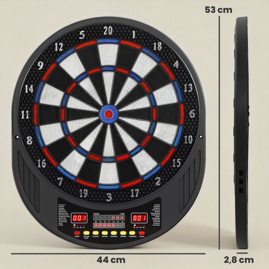 SPORTNOW - Elektronisch dartbord - Kunststof - 44x53x2,8 cm - Zwart van Merkloos — afbeelding 2