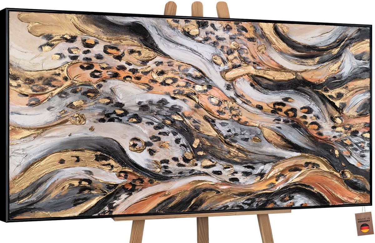 YS Canvas schilderij handgeschilderd wild energy abstract – YS-Art Gallery – Luxe wanddecoratie voor woonkamer – Modern schilderij voor slaapkamer en hal Black