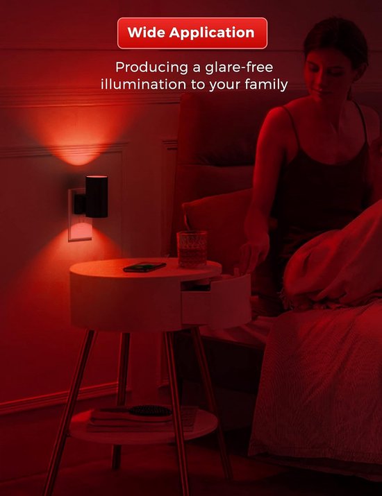 Nachtlampjes Plug-in - Slaaphulp Verlichting - Donkere Ruimtes - Automatische Sensor - Compact Ontwerp - Rood Licht van Merkloos — afbeelding 4