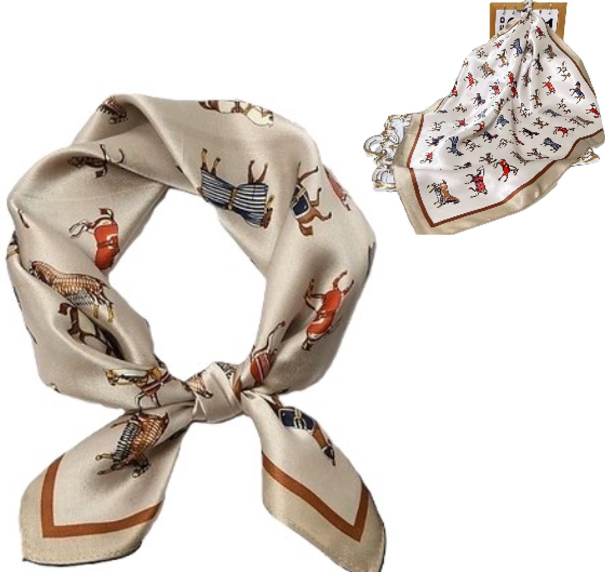 Zijden sjaal - Sjaaltjes dames klein - Neksjaaltje dames – Neksjaal - Vierkant zijden sjaaltje - Elegante halsdoek - Dames neksjaaltje – Halsdoek – LOUZIR
