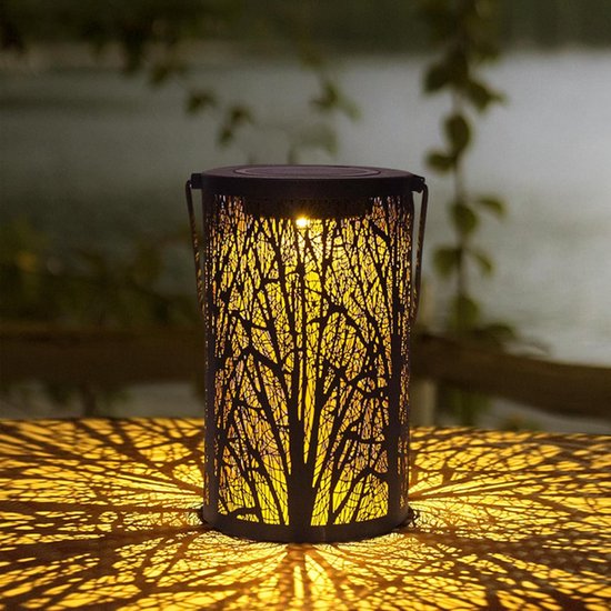 Tafellampen op zonne-energie - hanglamp - buitenlamp - tuinhanglampen - buitenlantaarns - solar tuinverlichting - hanglampen voor terras/balkon - zwart - ijzer