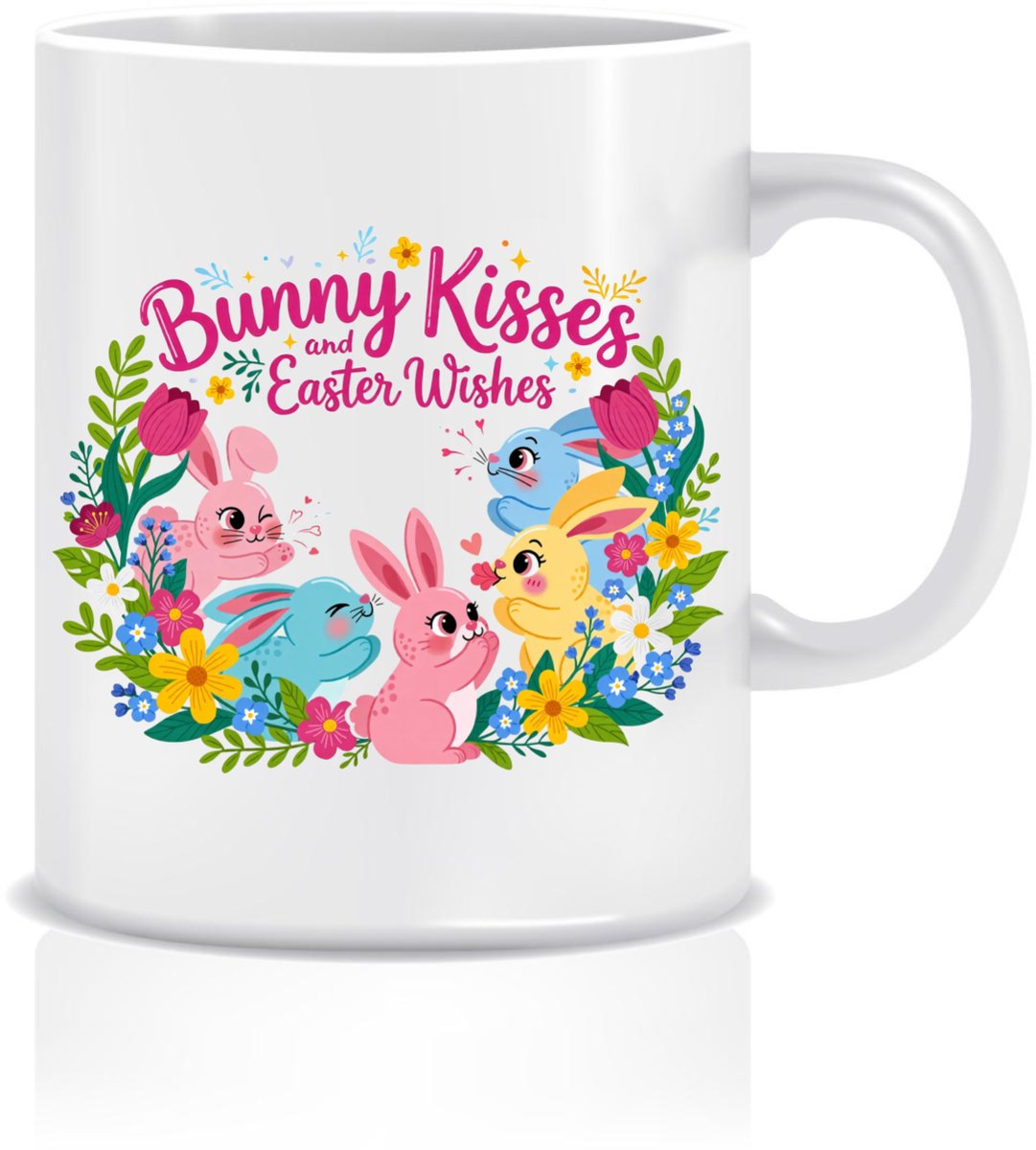 Bunny Kussen en Paaswensen Mok - Vrolijk Design met Cartoonkonijnen