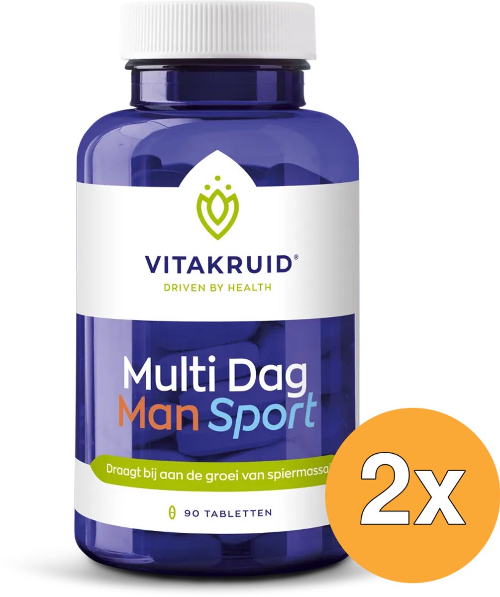 2x Vitakruid Multi Dag Man Sport 100% Vegan (90 tabletten)
