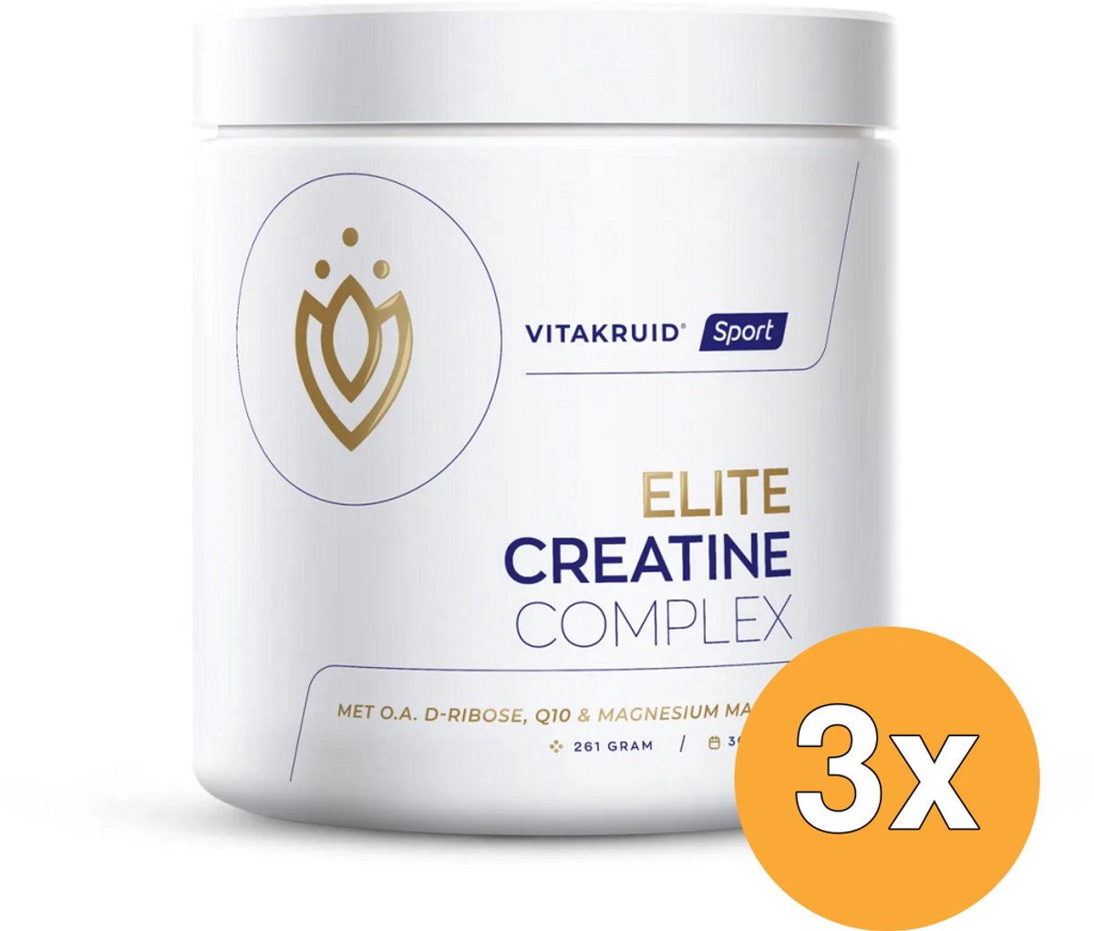 3x Vitakruid Elite Creatine Complex D-Ribose, Q10 & Magnesium (261 gr)