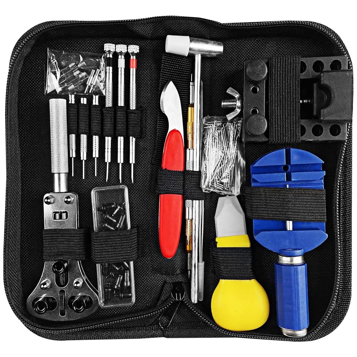 Horloge Reparatieset - Horlogegereedschap - 147-delig Professsioneel Gereedschapset voor Batterijvervanging en Bandaanpassing - 147 Stuks - Zwarte Draagtas
