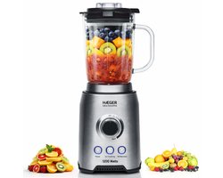 Haeger Ultra Smoothie Blender - BPA-vrij - 1.75L Glas - Smoothie Maker - 1200W - Ijscrusher - Power - Krachtig & Stil - Zilver