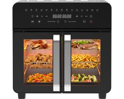 Dewelling XXL Airfryer AFTO-2301DT - Heteluchtfriteuse 23L met 2 Zones, Verwijderbare Tussenschot, Franse Deuren,15 Programma’s, 2200W, Inclusief 12 Accessoires