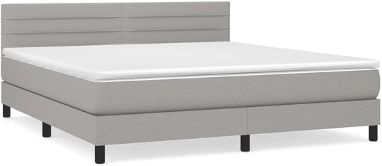 vidaXL-Boxspring-met-matras-stof-lichtgrijs-160x200-cm