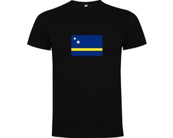 T-shirt noir avec drapeau du monde, pays Curaçao Full Color Taille M