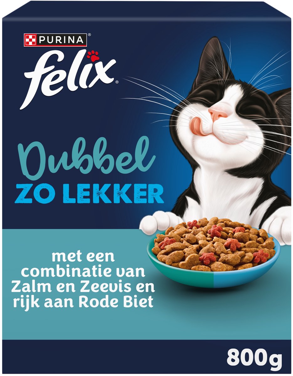 Felix FELIX Dubbel Zo Lekker Kattenvoer Droogvoer - Zalm & Zeevis - 5 x 800g