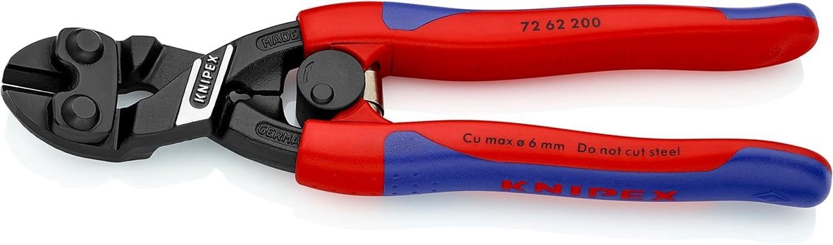 Kracht-vlaksnijtang - Metaal kunststof knipper - Glad afknippen - Slanke meer-componentengrepen - 200 mm - Zwart