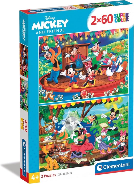 Clementoni Mickey & Friends Puzzel 2x60 Stukjes - Supercolor | bol