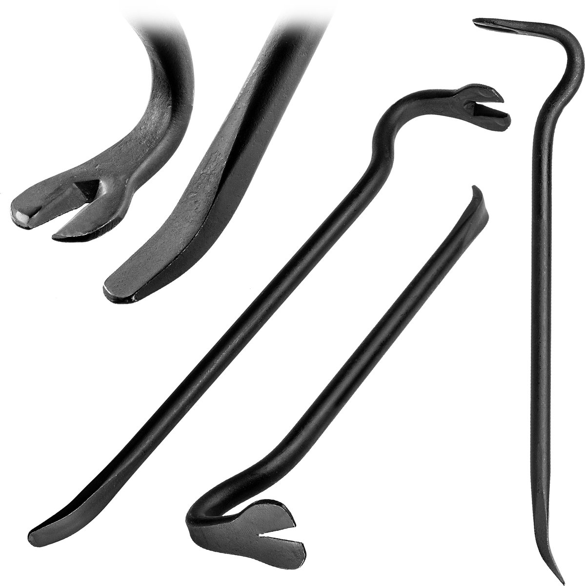 KADAX Breekijzer van staal, breekstang met klauw en breed lemmet, spijkerijzer voor sloopwerkzaamheden, robuuste koeienvoet, nagelsleuf, nageltrekker (zwart, 44 cm)