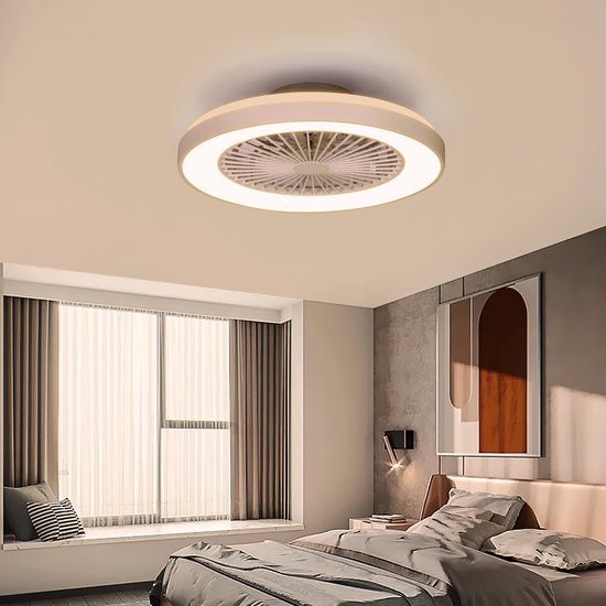 Plafondventilator met licht, stille plafondventilator met afstandsbediening, 3 kleurtemperaturen en trillingsvrij, 6 snelheden, timer, voor slaapkamer woonkamer