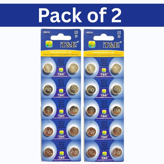 AG13 Alkaline Knoopcelbatterijen – 2 stuks ( 20 stuks) - Geschikt voor 1,55V LR44 / L1154 / A76 / 357 / 157