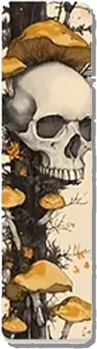 Boekenlegger Bladwijzer – Schedel en Paddenstoelen – 15x4 cm – Gothic Botanisch – Enkelzijdig karton