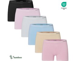 6-Pack Dames Bamboe Naadloos Ondergoed - Boxershorts - Shorts - Effen - Maat L/XL - 3103-Mix