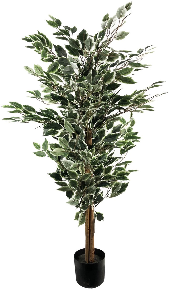 Kunstficus met bladeren, diverse materialen, natuurlijk, 130 cm hoog