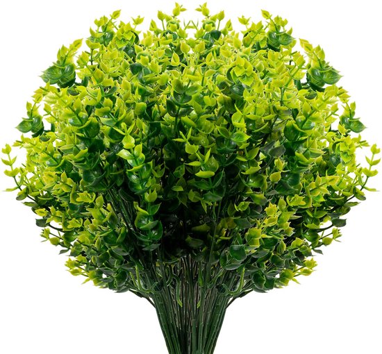 SOMYTING 8 bundels kunstbloemen, balkon, kunstbloemen, uv-bestendig, groene struiken, planten, eucalyptus, decoratie voor binnen en buiten, tuin, raam, bruiloft, feestdecoratie, gemengd SOMYTING 8 bundels kunstbloemen, balkon, kunstbloemen, uv-bestendig, groene struiken, planten, eucalyptus, decoratie voor binnen en buiten, tuin, raam, bruiloft, feestdecoratie, gemengd