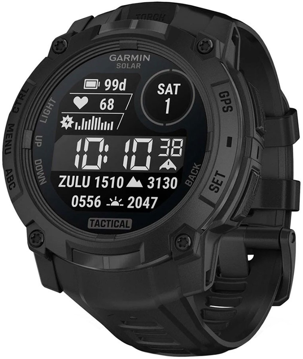 Garmin Instinct 3 – 50 mm, Solar, Tactical Edition Zwart met zwarte siliconen band