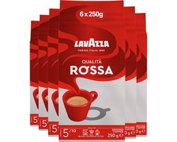 Café filtre Lavazza Qualità Rossa - Café moulu - 100% grains Arabica - Intensité 5/10 - 6 x 250 grammes
