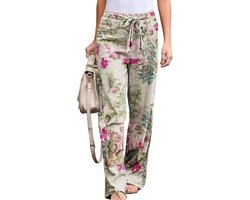 Linnen vintage broek vrouwen - Mode - 4 seizoenen - Hoge taille - Casual - Wijd