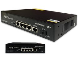 Gloovon® - NSX520G - Netwerk Switch - Unmanaged - Bliksembeveiliging - Netwerk Switch POE - 1000 Mbps - 6-Poorten - Netwerk Splitter - Zwart